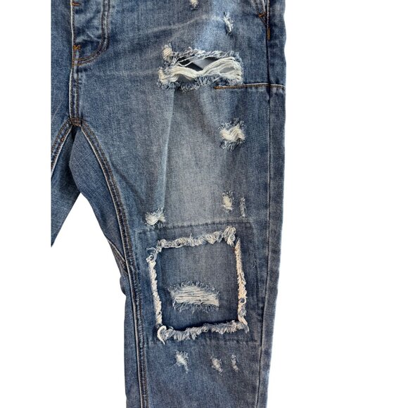 Man Oneteaspoon Mr Browns Distressed Jeans Size 34 Old Blue Wash Rigid Low Rise - Picture 4 of 9